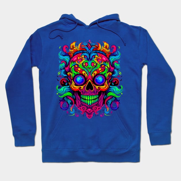 Skull in NEON colors Hoodie by SteadyRolling